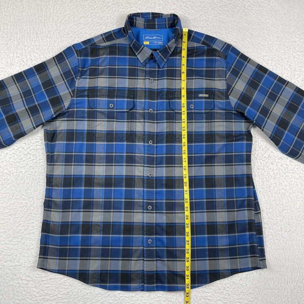 Eddie Bauer Shirt Mens XXL Classic Blue Plaid Country‎ Hike Camp Cabin Outdoors - Picture 6 of 12